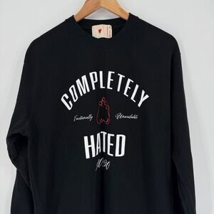 Emotionally Unavailable XL Graphic Long Sleeve Shirt Men's Black Crewneck